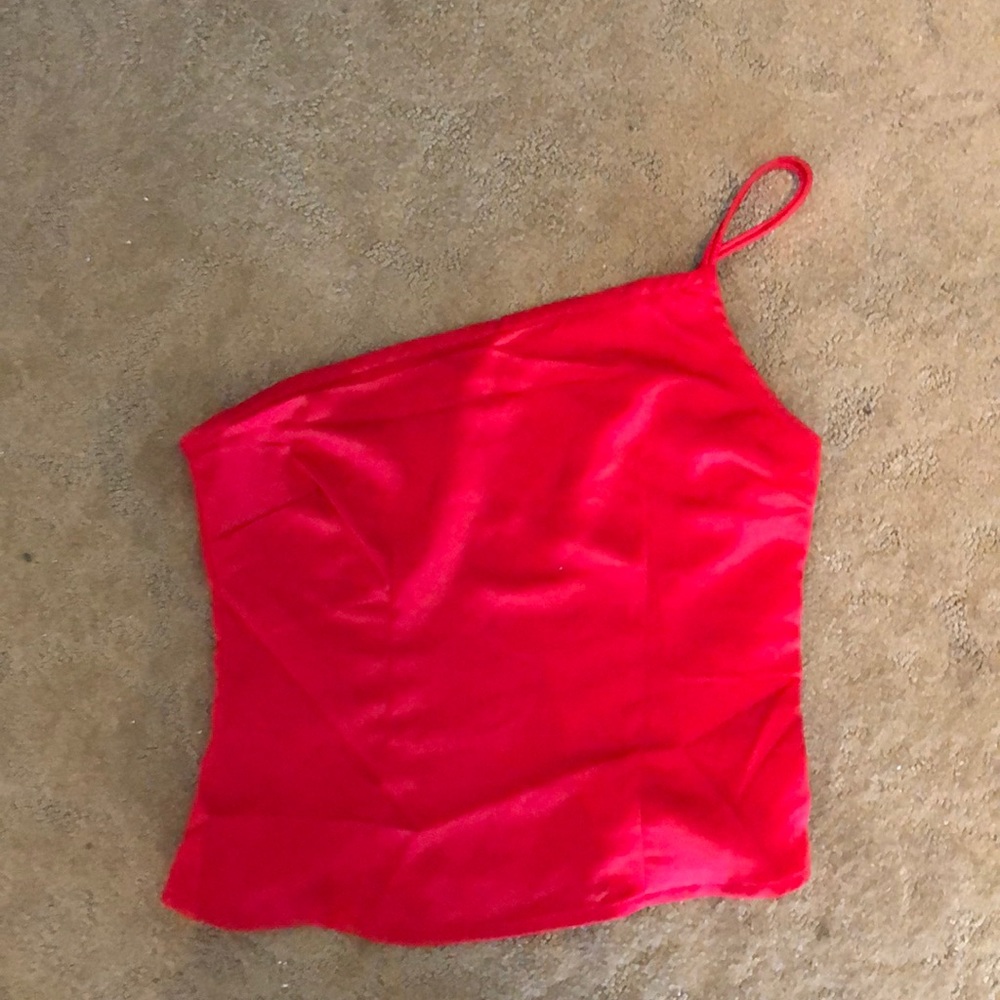 Red one shoulder top